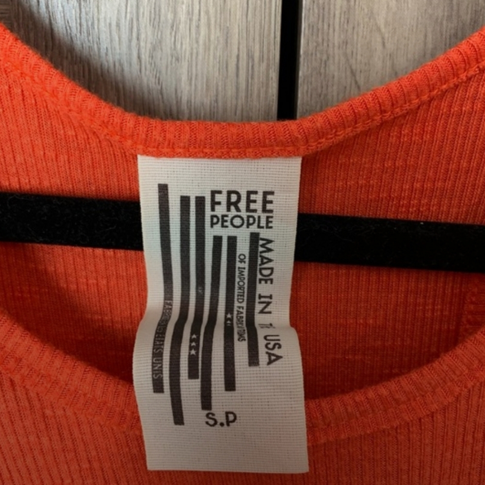 Free People Loose Razorback Ribbed Swing Tank Red Orange Small - Picture 2 of 2